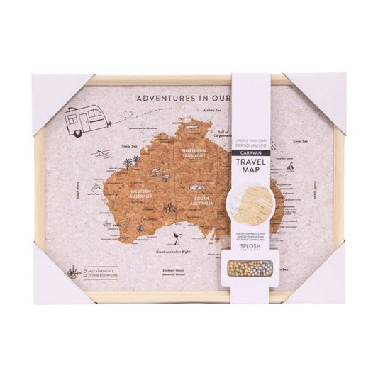 Caravan Australia Map by Splosh, framed cork travel map