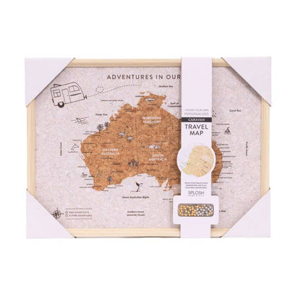Caravan Australia Map by Splosh, framed cork travel map