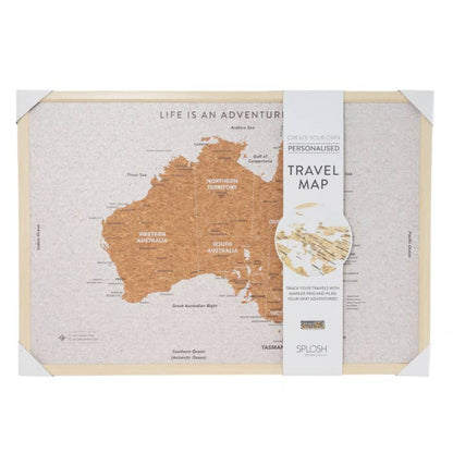 Travel Board Australia Large Map by Splosh, framed cork travel map