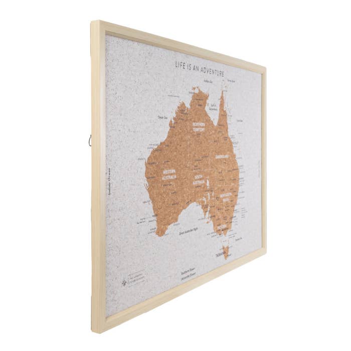 Travel Board Australia Large Map by Splosh, framed cork travel map