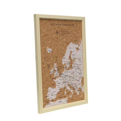 Limited Edition Travel Board Europe Small Map by Splosh, framed cork travel map