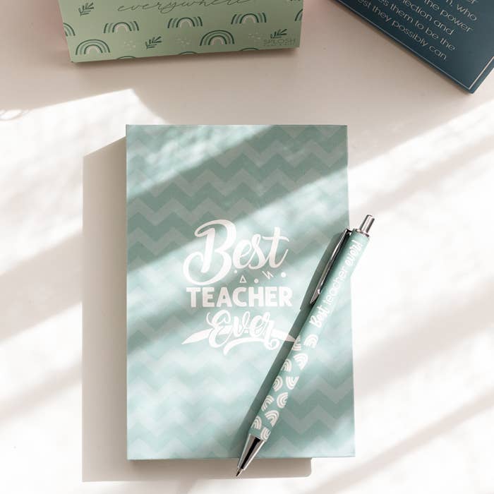 Teacher Best Teacher Sticky Note Set by Splosh in a styled teacher gift display
