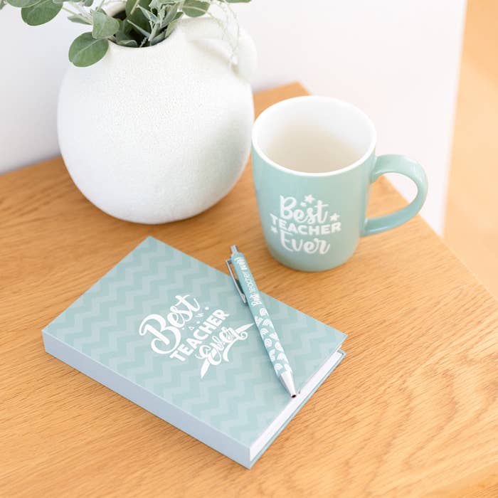 Teacher Best Teacher Sticky Note Set by Splosh with a mug in a styled desk display