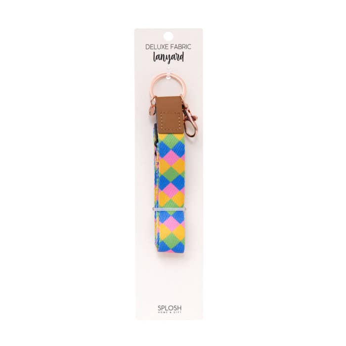 Teacher Diamond Fabric Lanyard by Splosh on its backing card