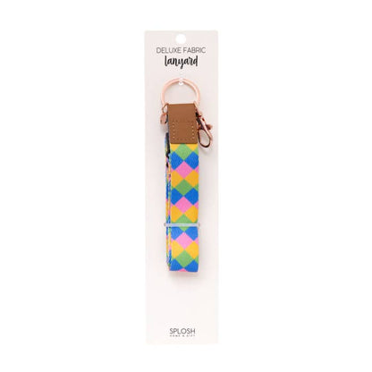 Teacher Diamond Fabric Lanyard by Splosh on its backing card