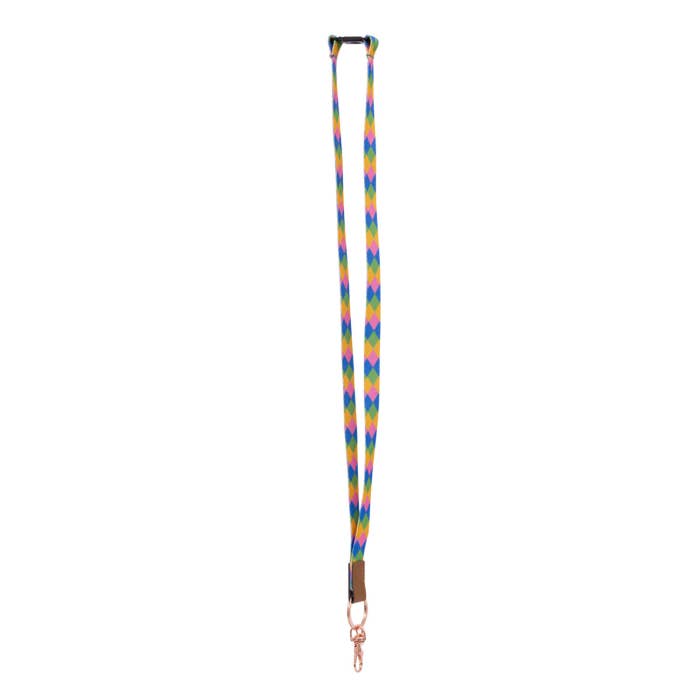 Teacher Diamond Fabric Lanyard by Splosh showing the full lanyard and clip