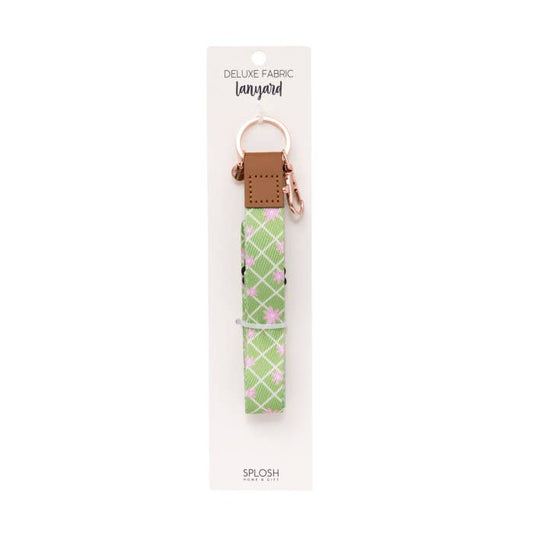 Teacher Green Daisy Fabric Lanyard by Splosh on its backing card