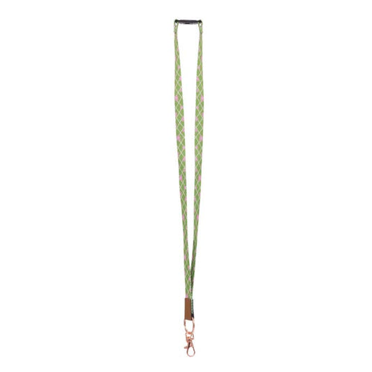 Teacher Green Daisy Fabric Lanyard by Splosh showing the full lanyard and clip