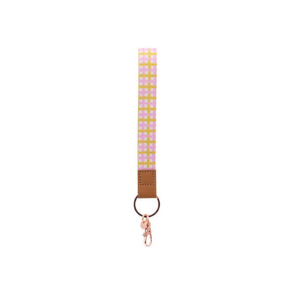 Teacher Plaid Fabric Wristlet Keychain by Splosh showing the wrist loop and clip