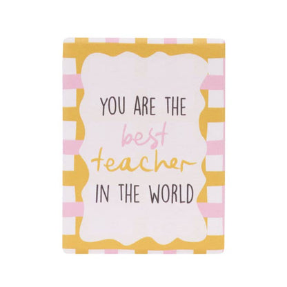 Teacher Best Teacher Ceramic Magnet by Splosh - front with embossed message