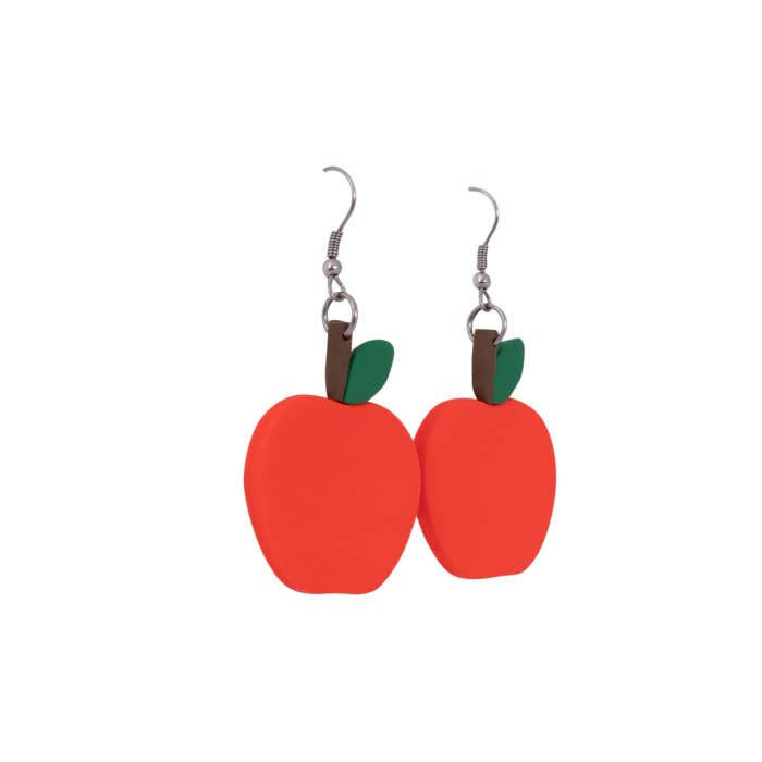 Teacher Apple Earrings by Splosh - angled view