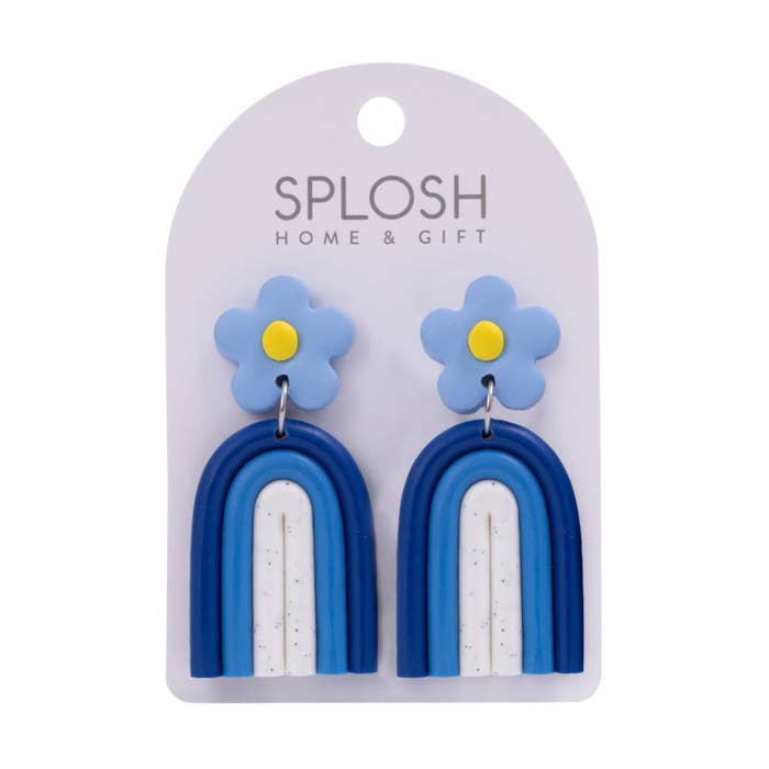 Teacher Rainbow Earrings by Splosh on a backing card