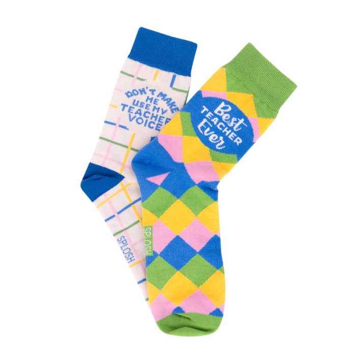Teacher Best Teacher Socks by Splosh showing the sock design