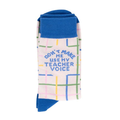 Teacher Voice Socks by Splosh showing the sock design