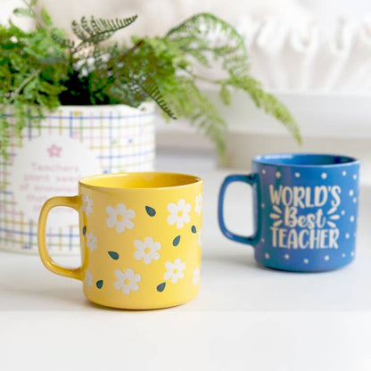 Teacher Flowers Mug by Splosh in a styled teacher mug display