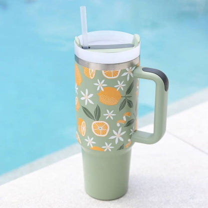 Tuscan Sun Insulated Tumbler by Splosh in a styled drinkware display