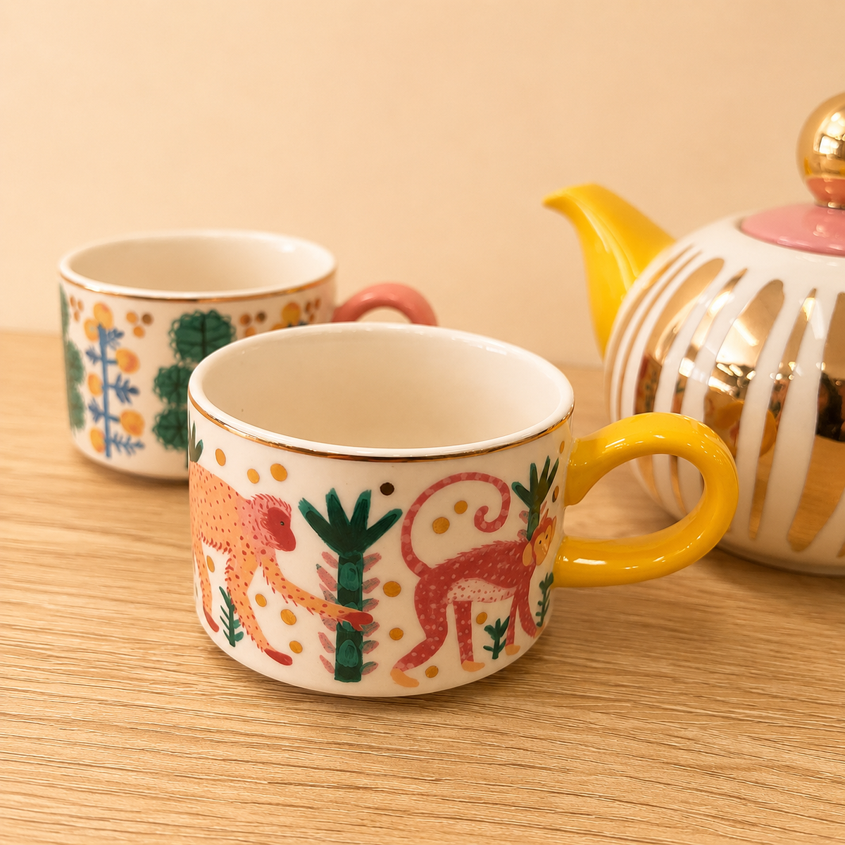 Colourful Ceramic Tea Set for Two
