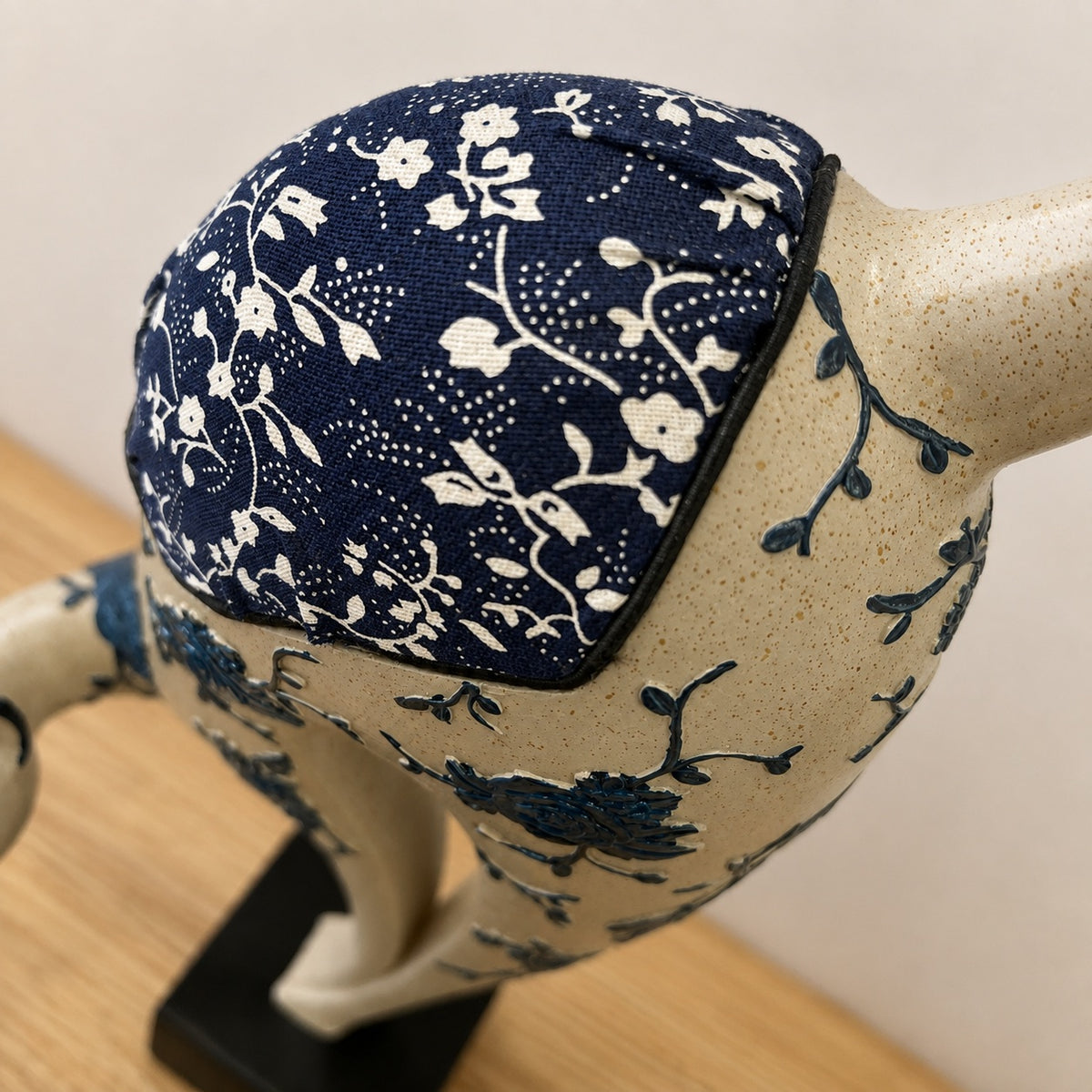 Blue & Cream Floral Animal Figurine
