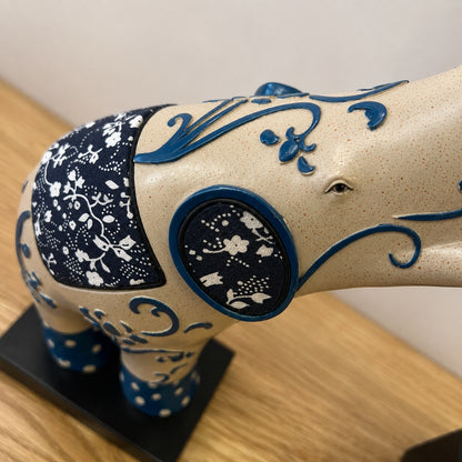 Blue & Cream Floral Animal Figurine