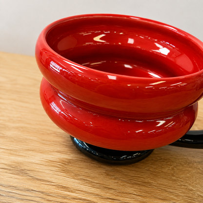 Red & Black Bubble Handle Mug with Spoon