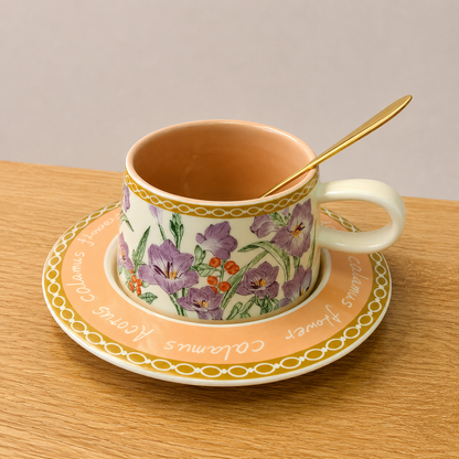 Purple Crocus Cup and Saucer Set