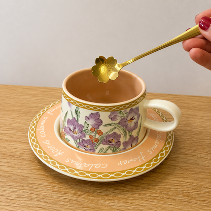 Purple Crocus Cup and Saucer Set