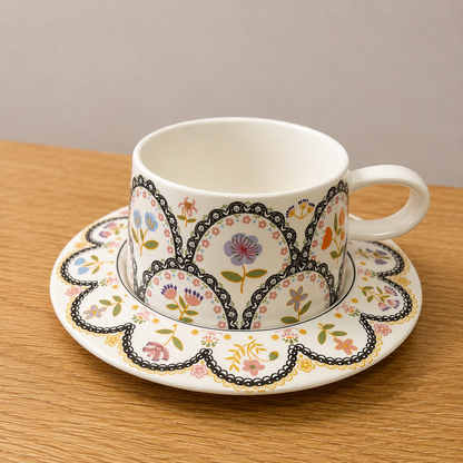 Vintage Floral Cup and Saucer Set