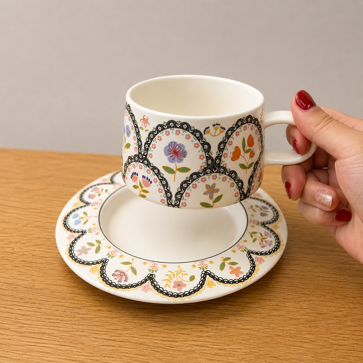 Vintage Floral Cup and Saucer Set