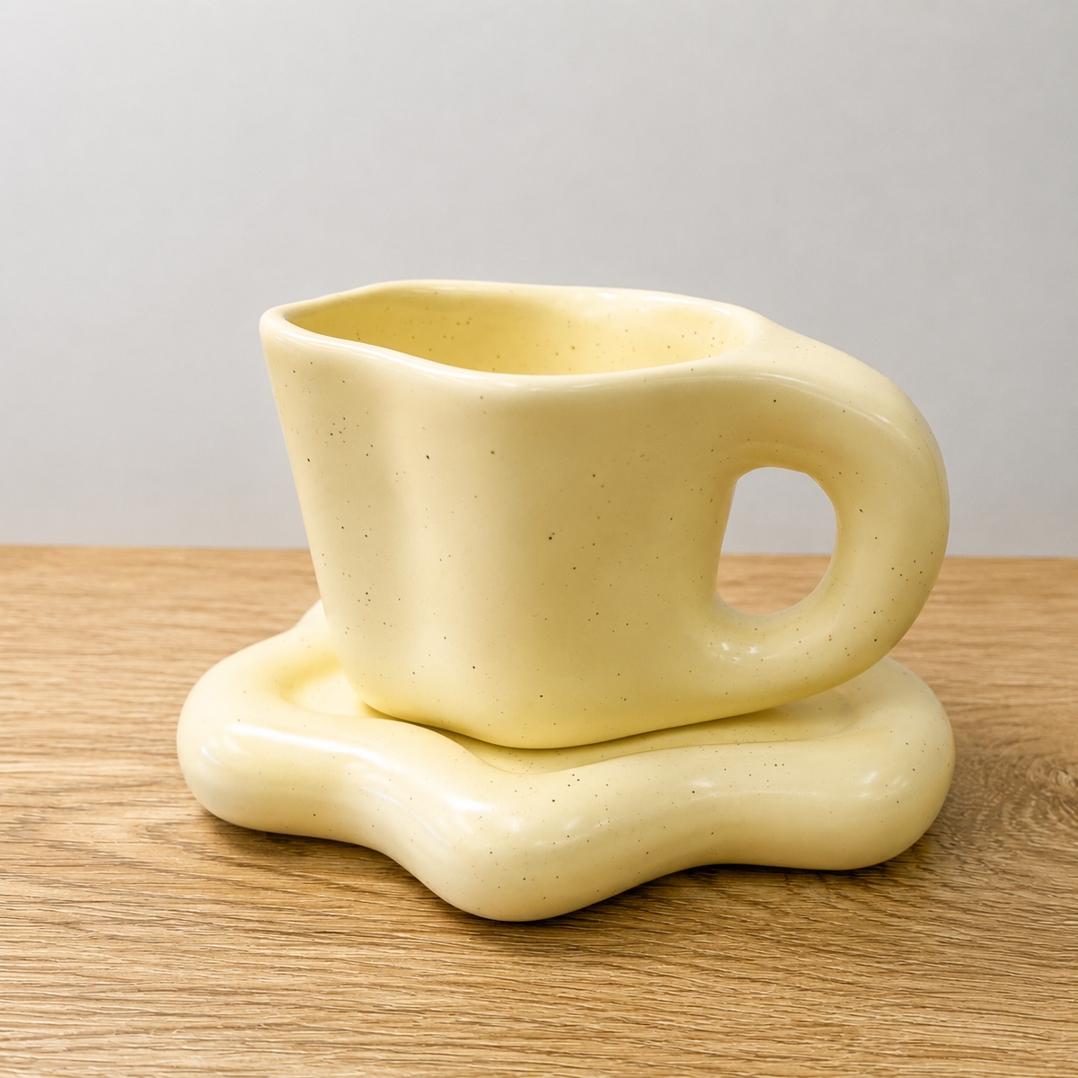 Creamy Wavy Mug and Saucer Set
