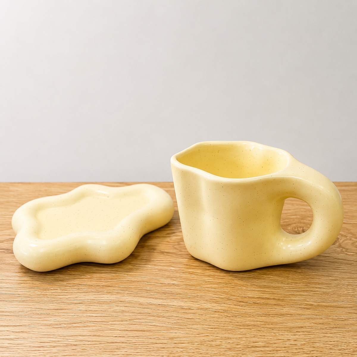 Creamy Wavy Mug and Saucer Set