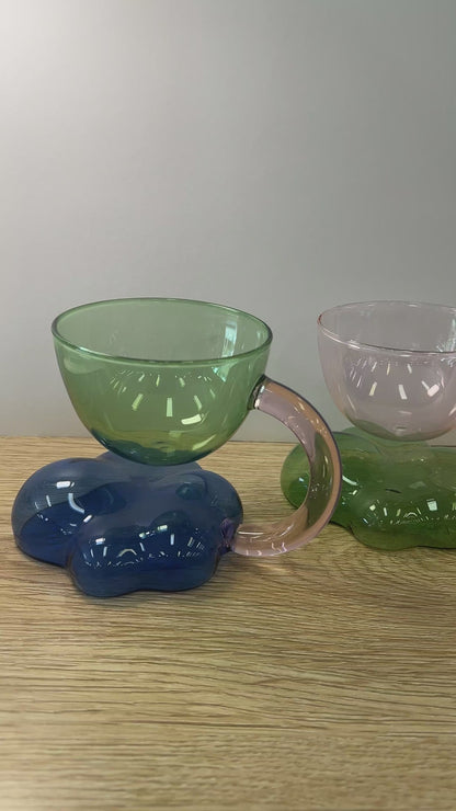 Colour Block Sculptural Glass Mug