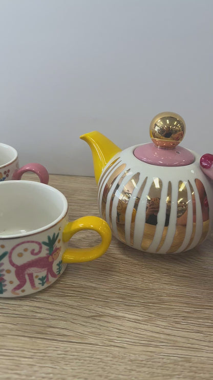 Colourful Ceramic Tea Set for Two