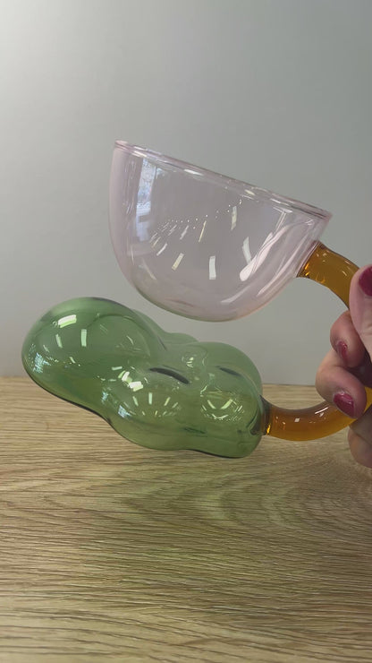 Colour Block Sculptural Glass Mug