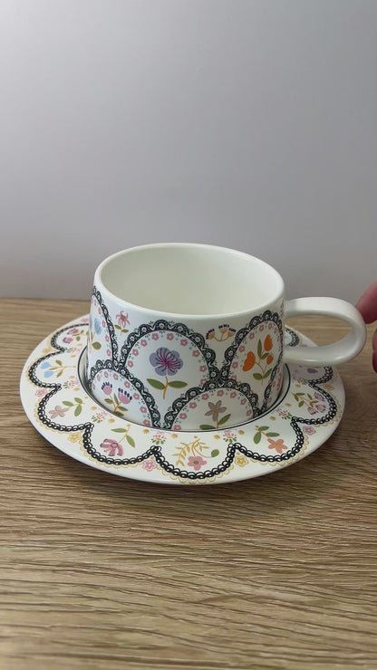 Vintage Floral Cup and Saucer Set