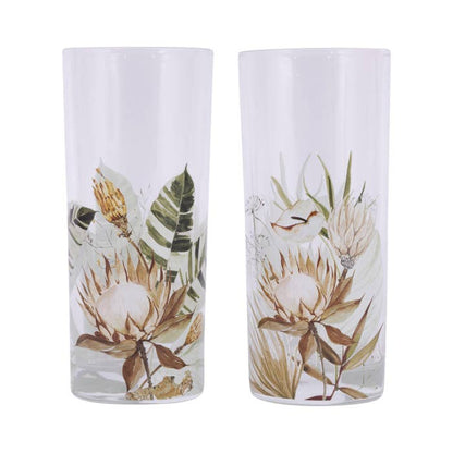 Splosh Palm Cove set of two tall glasses with different floral designs