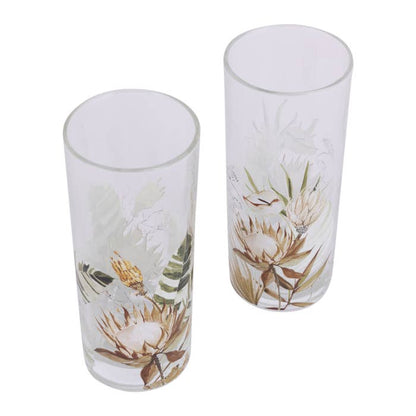 Splosh Palm Cove floral glasses viewed from above